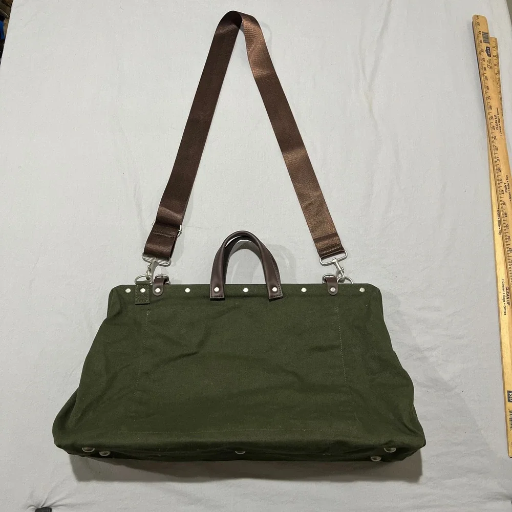 Line of Trade Olive Green Canvas Leather Handles Traveler Weekender Duffel Bag